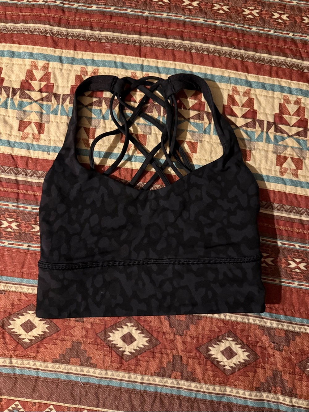 Lululemon Strappy Black Leopard-Print Sports Bra size 2